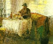 Anna Ancher frokost for jagten oil on canvas